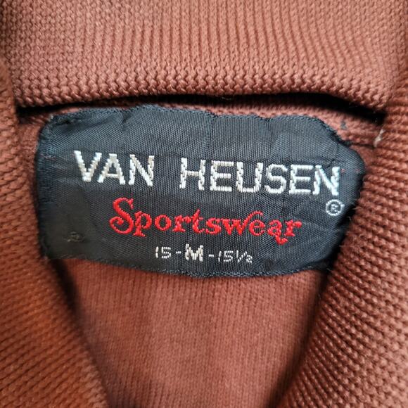 Vintage 70s Van Heusen Dagger Collar Knit Polo Shirt Mens Small Disco - Picture 12 of 12